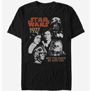 STAR WARS A New Hope 1977 Vintage Portrait Collage Shirt Darth Vader Hans Solo L